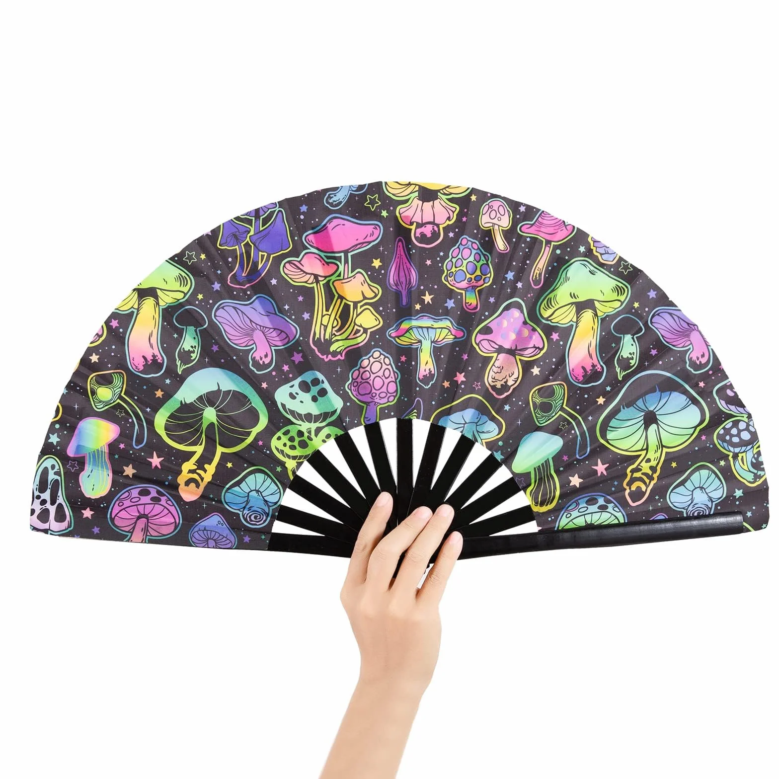 Abanico de mano Rave de bambú plegable estilo chino para fiestas, bailes y regalos