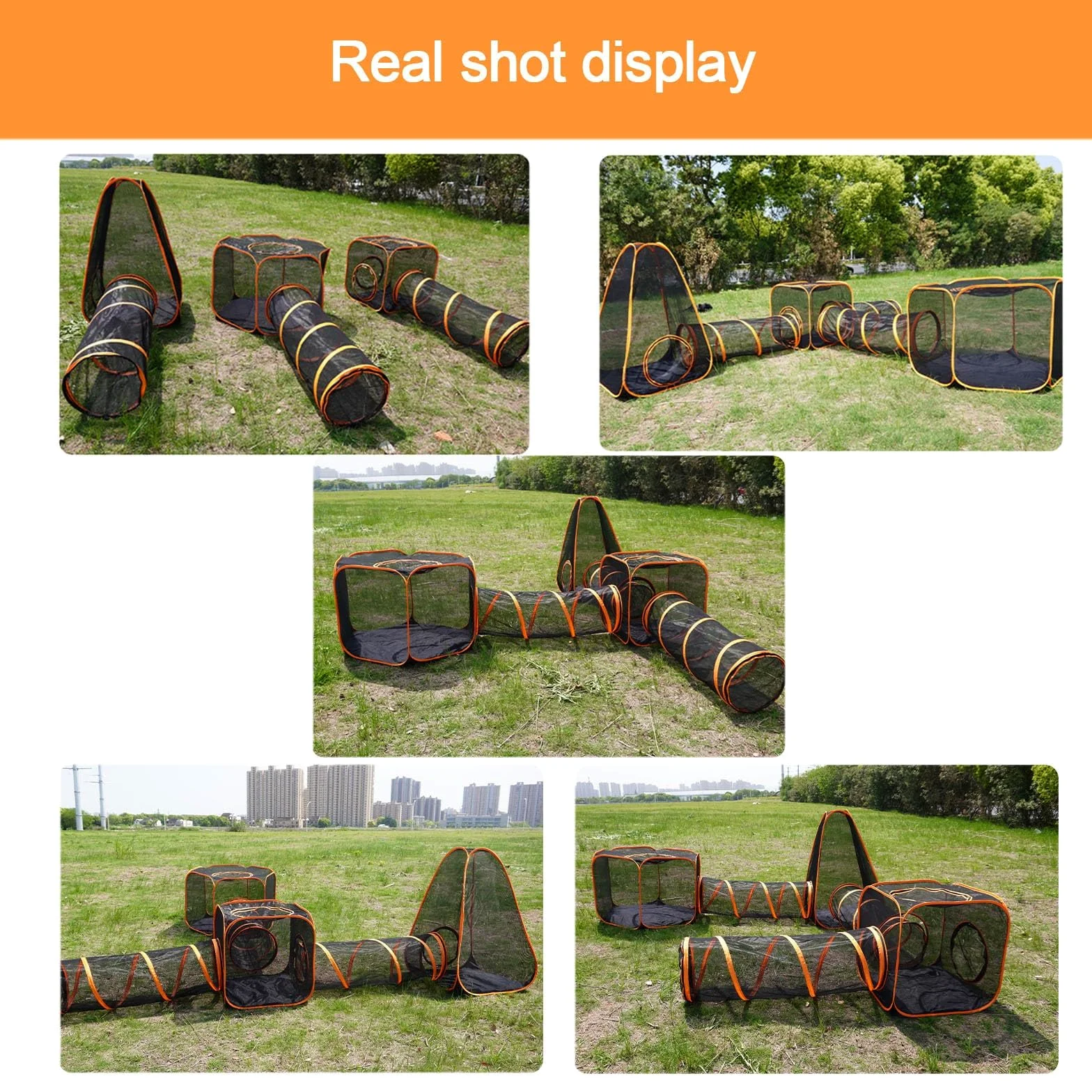 Túnel para Gatos 6 en 1, Recintos para Gatos al Aire Libre, Túnel de Empalme Libre para Recintos para Mascotas Plegables para Interiores y Exteriores, para Cachorros, Gatitos, Conejos, Cobayas