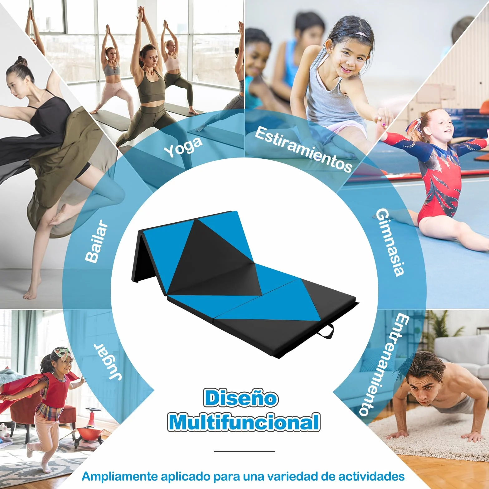 COSTWAY Colchoneta de Gimnasia Plegable 240 x 117 x 5 cm, Esterilla de Piel PU para Ejercicio Aeróbico