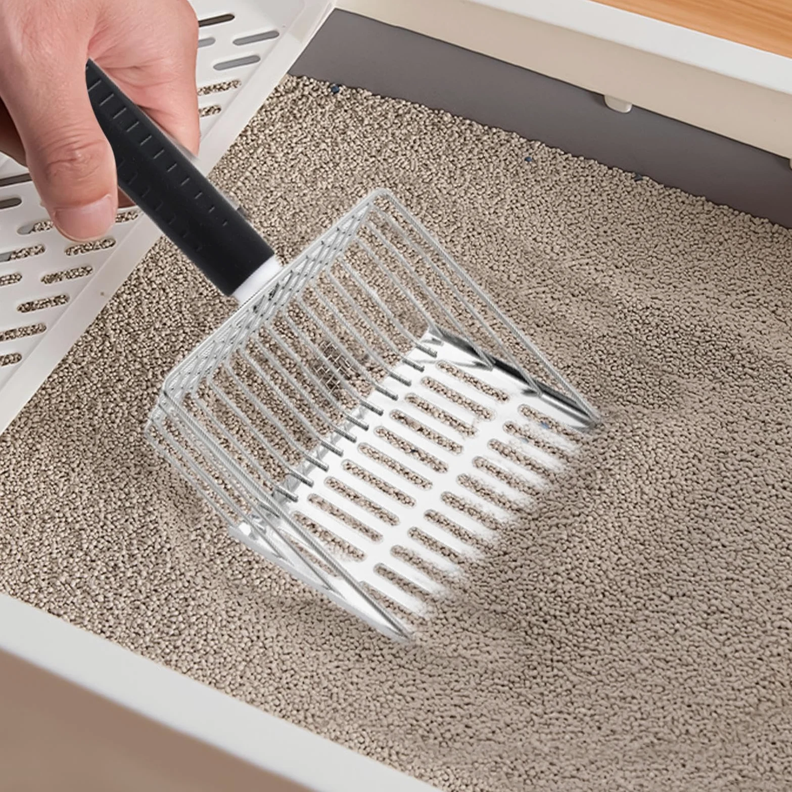 Recogedor De Gatos con Soporte Pala Limpiadora con Cribado Rápido | Pala Profunda para de Gato para excrementos de gato, perro, pequeñas mascotas y cribado de tierra