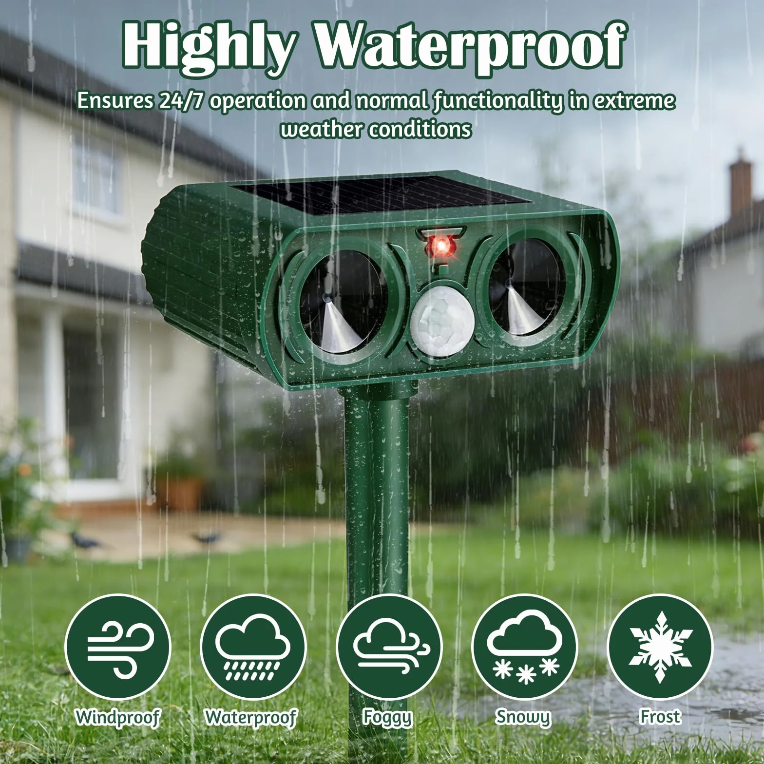 Repelente Gatos, Repelente Ultrasónico Energía Solar Repelene de Animales al Aire Libre Impermeable Ahuyentador para Gatos Aullentador de Animales para Gatos Martas Mapaches Perros