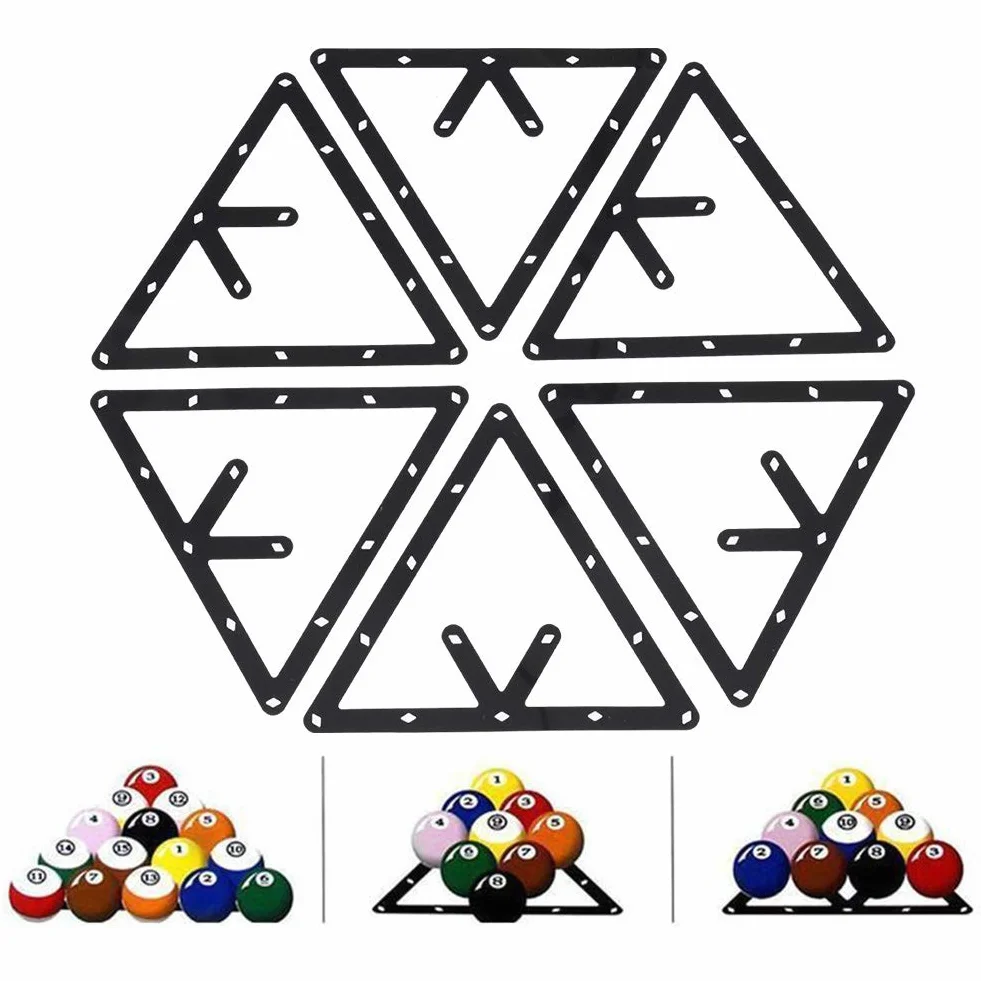 RiToEasysports Rack de Billar Triángulo Negro 6 Piezas Accesorio Mesa de Billar