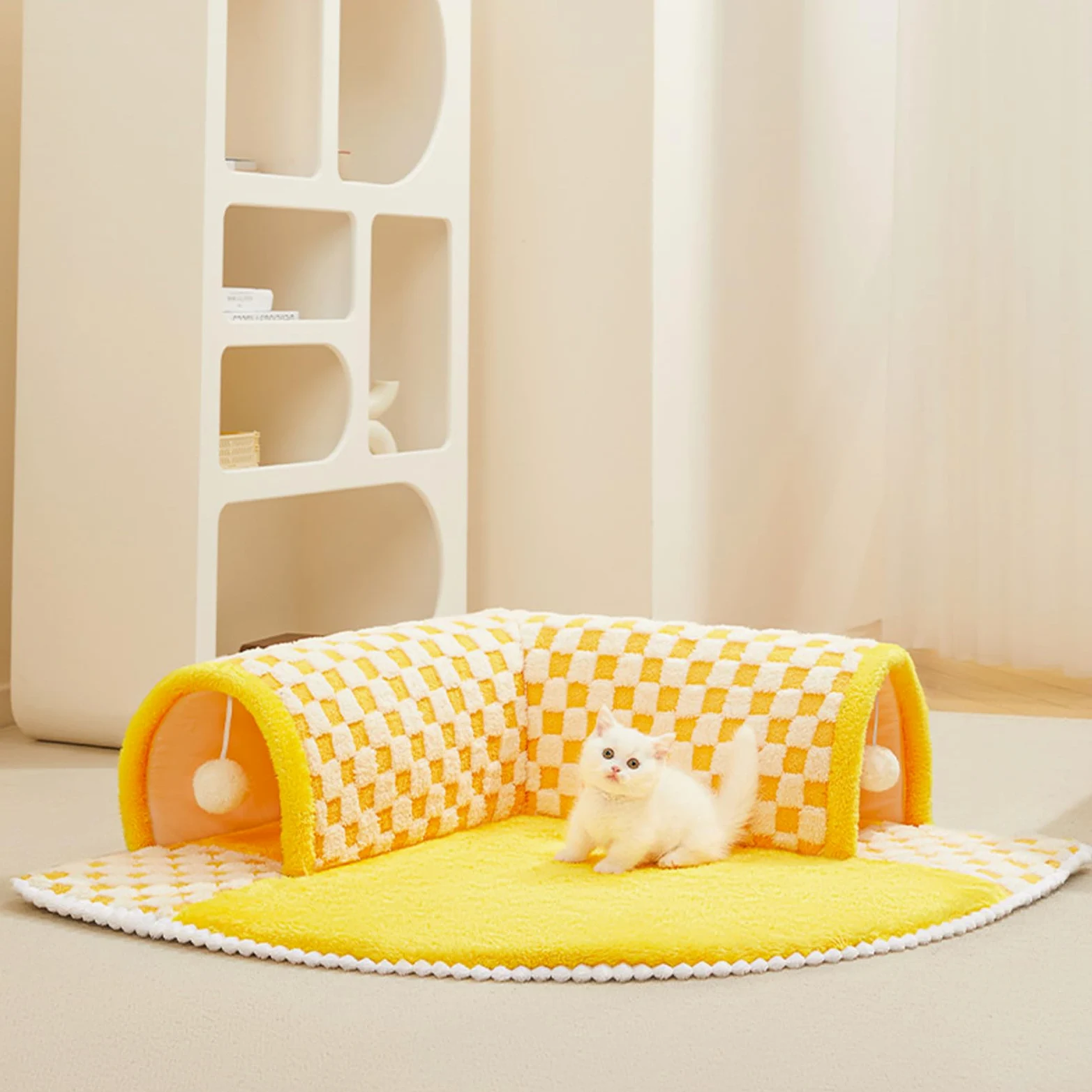 Cuna túnel para gatos, base antideslizante escondite de juego para mascotas – Caseta Peekaboo para gatos | Para gatos y conejos, para dormir, dormir, descansar y