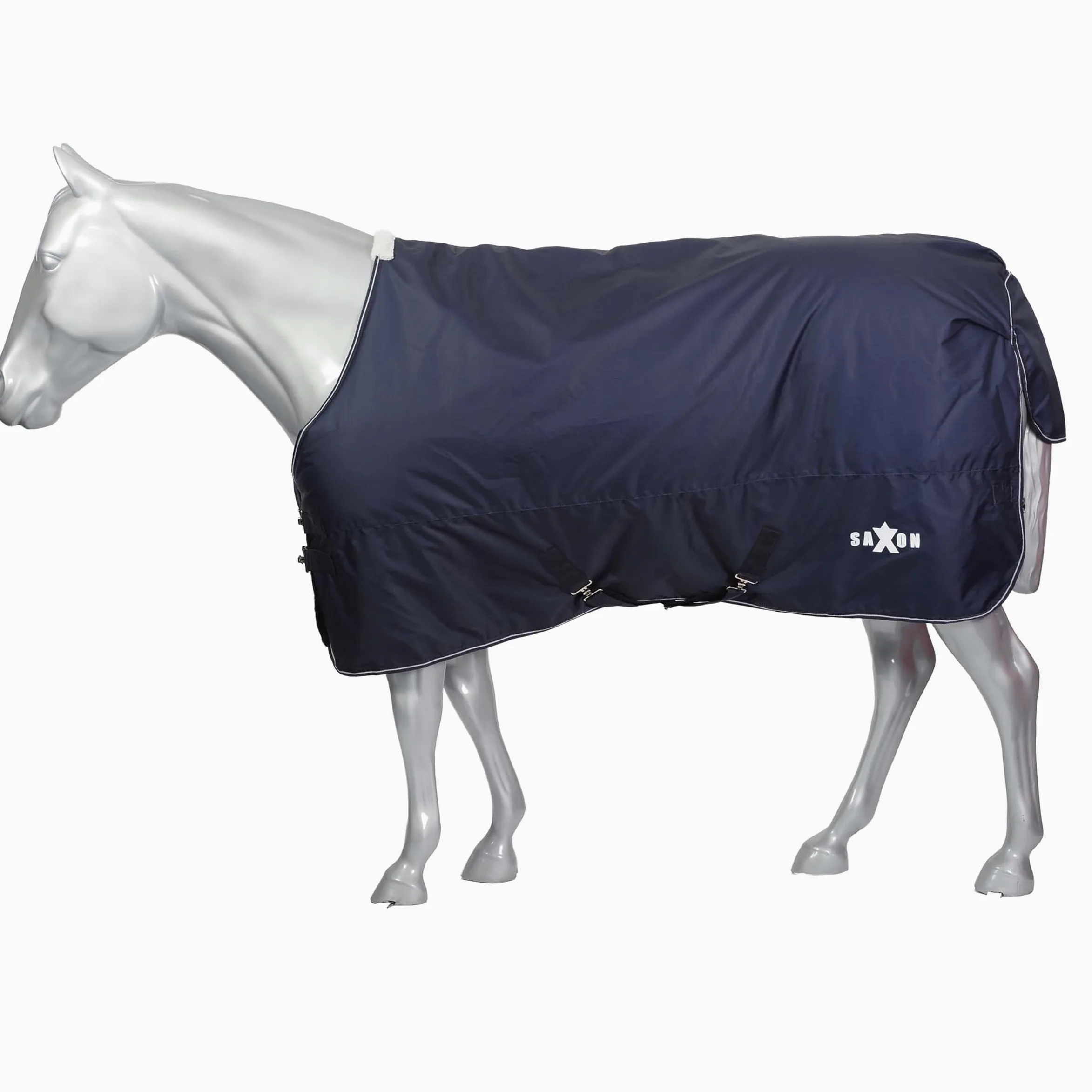 Saxon - Manta de Caballos para Ejercicio Medio Cuello Estándar Defiant (6' 5) (Marino, Blanco)
