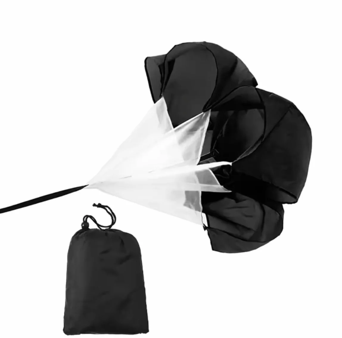 Paracaídas de resistencia para correr Speed Training con bolsa de almacenamiento negro