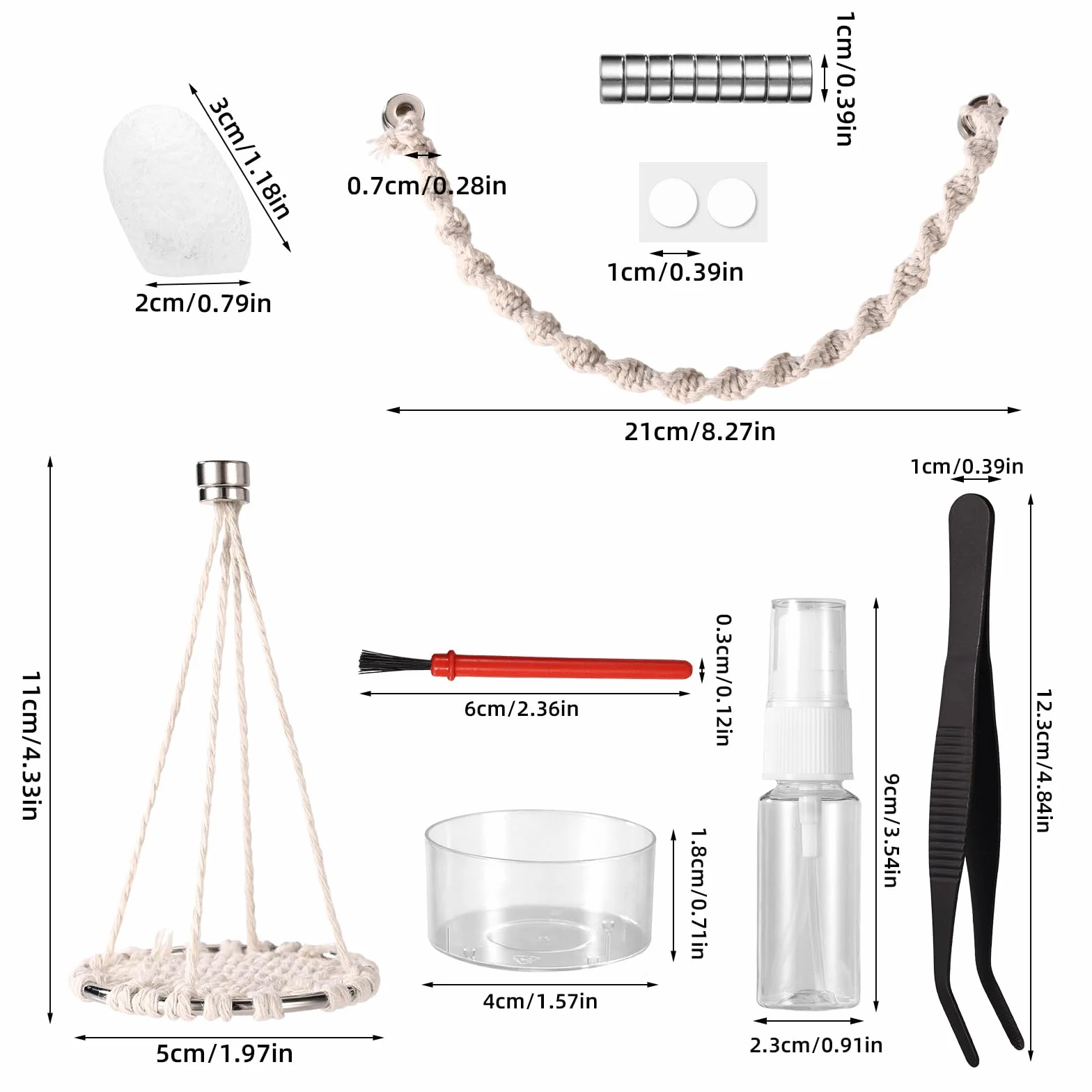 18uds Accesorios Araña Saltarina Terrario Juego, Columpio de Cuerda de Algodón Plataforma con Nido Bebedero Pinzas Pulverizador Cepillo e Imanes para Decorar Tu Terrario