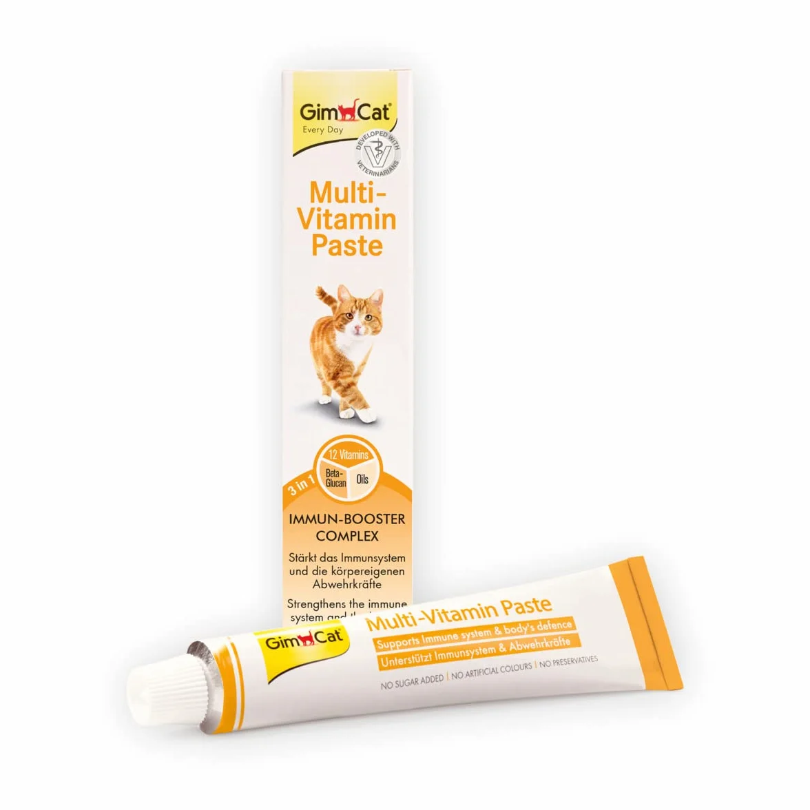 GimCat Multi-Vitamin, pasta multivitaminas - Saludable snack para gatos que activa las defensas y fortalece el sistema inmunológico - 1 tubo (1 x 200 g)
