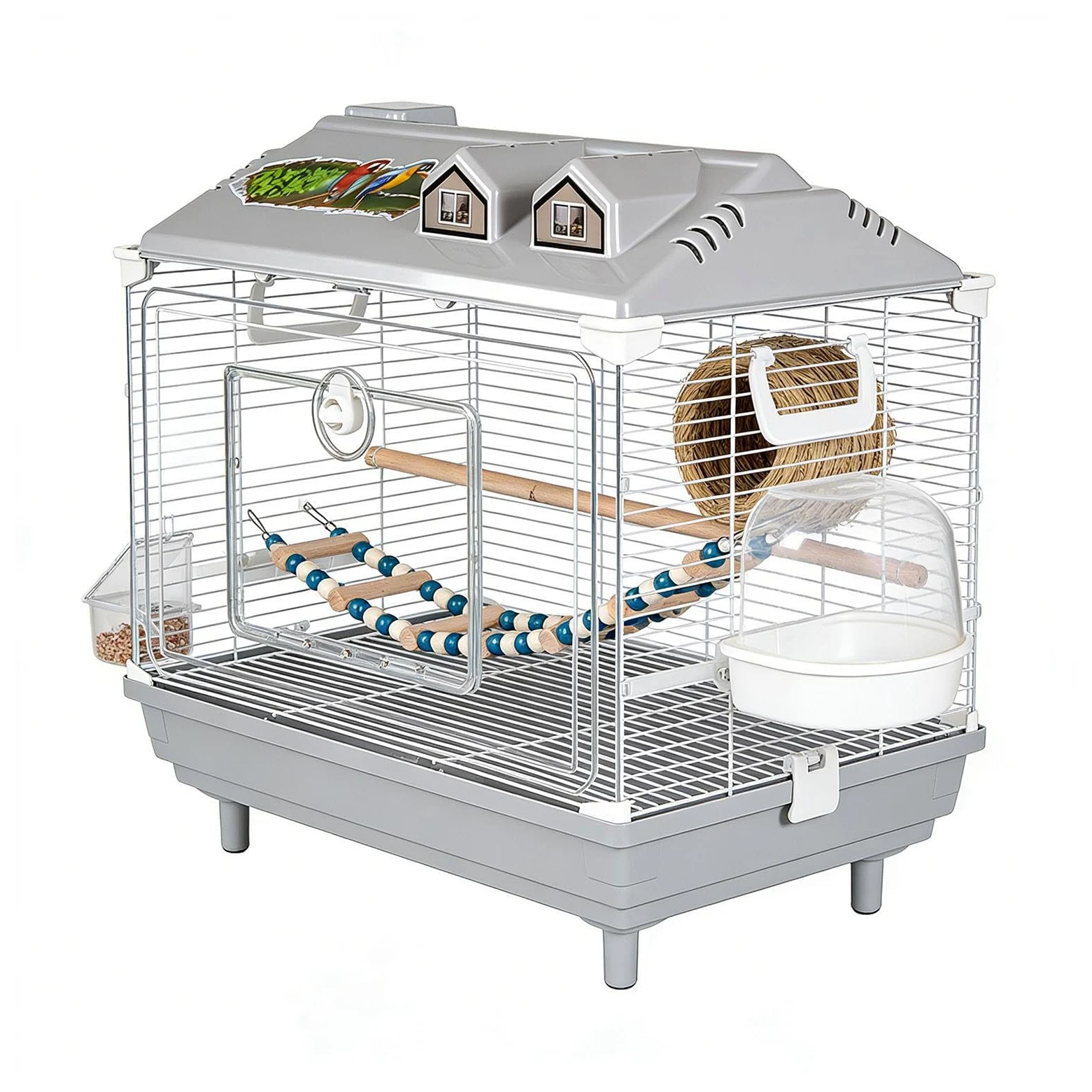 Jaula para Aves y Pájaros Transportín Portátil Transparente Para Ninfas | Jaula Con Percha De Madera Para Pájaros Para Interior Agapornis Pinzones Cacatúa Conuro Guacamayos