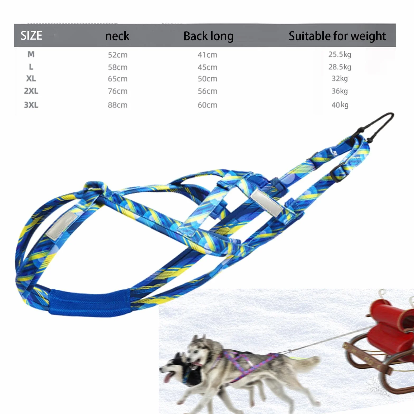Arnés de Trineo para Perros de Tirar de Peso, Entrenamiento de Velocidad, Mushing, Azul