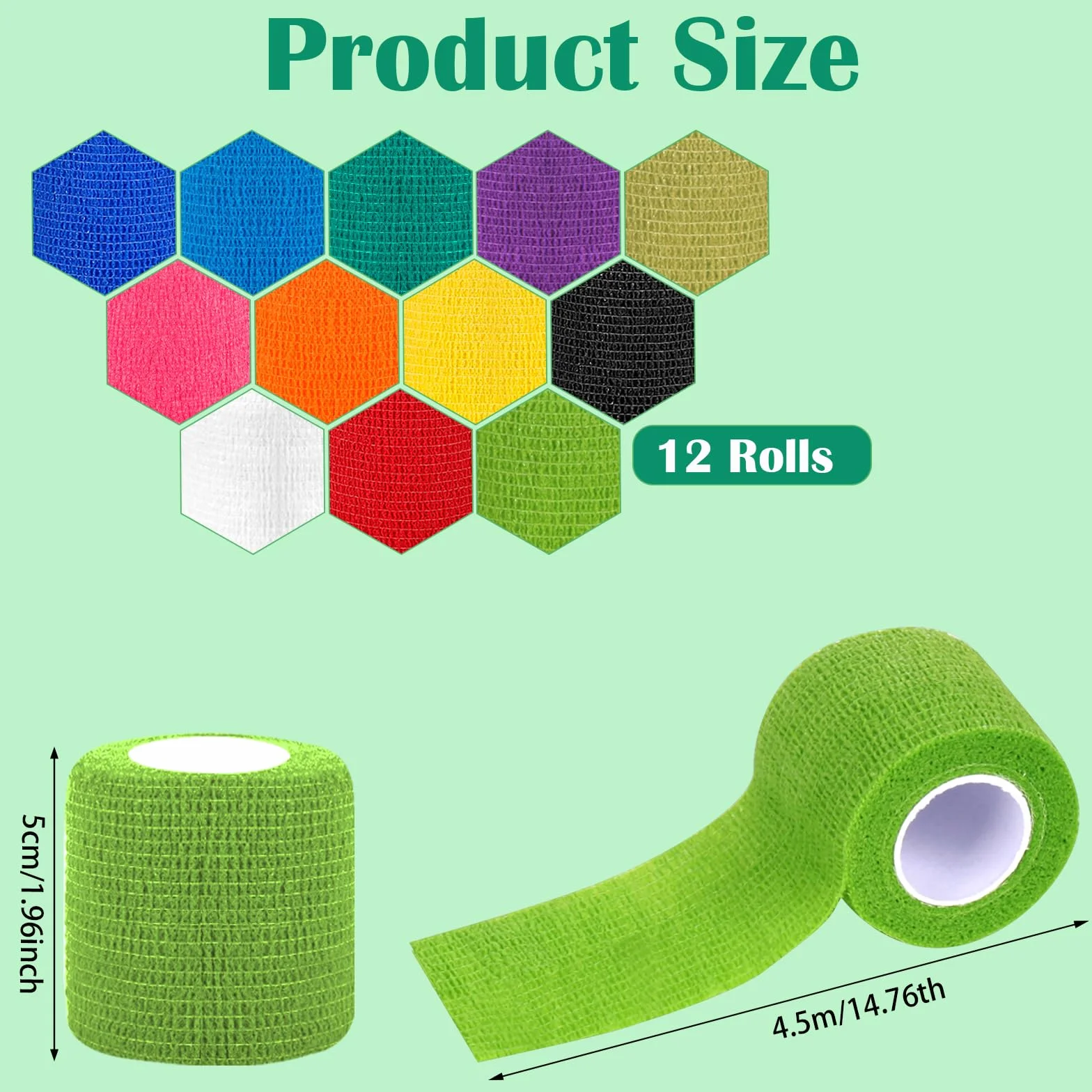 Vendas Autoadhesivas 5cm x 4,5m Telas No Tejidas Venda Cohesiva Elástica Vendaje Primeros Auxilios Deportes