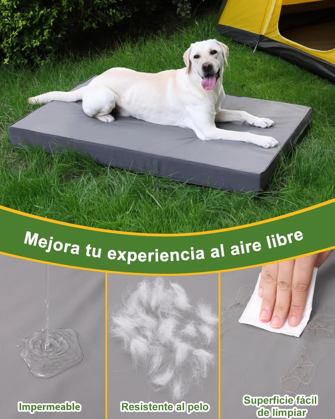 Ortopédica Cama Perros Medianos,Doble Cara De Cuero Sintético,Iimpermeable Cama de Perros,Funda Extraíble Lavable,Gris,88x55x7cm