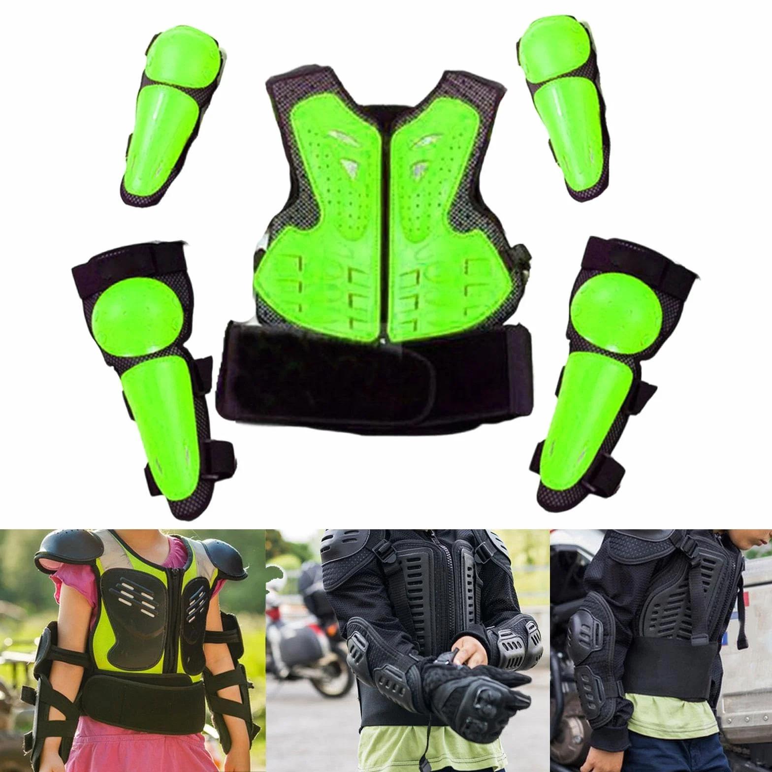 Traje de protección para niños para Motocicleta, Rodilleras y Coderas Transpirables