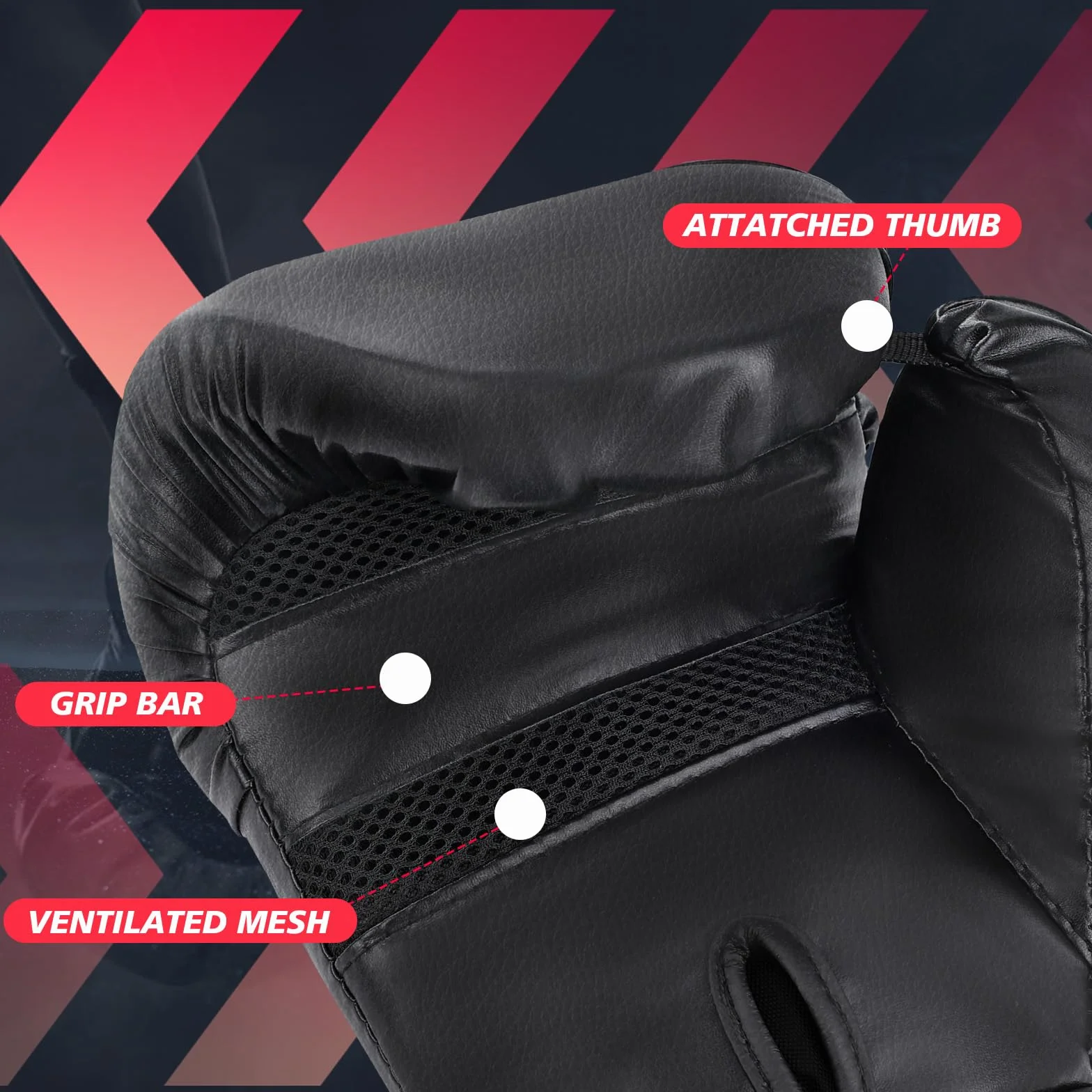 Guantes de Boxeo 14oz con Palma Ventilada para Kickboxing Muay Thai Entrenamiento Hombres Mujeres