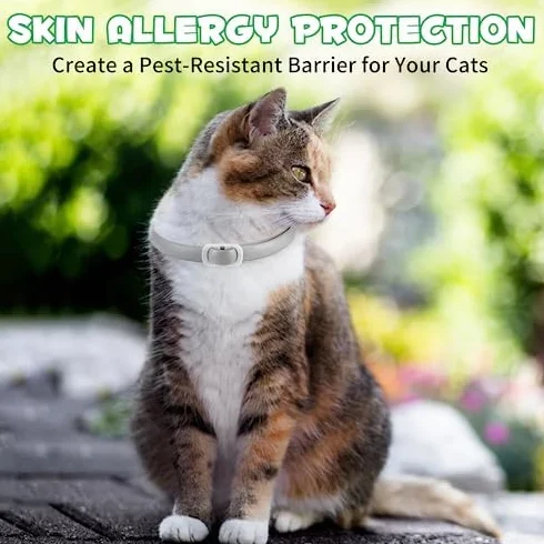 Collar Antipulgas y Garrapatas para Gatos - 4pcs Antiparasitario, Protección 24 Meses, Talla Única, Ajustable e Impermeable