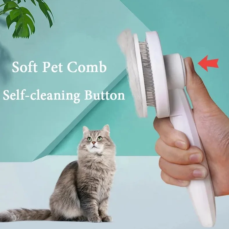 Cepillo para gatos Eliminación de aseo para mascotas Peine para perros Peine para gatos y perros Limpieza del cabello Aseo Cepillo de afeitar Suministros para mascotas (Color : White, Size : One size