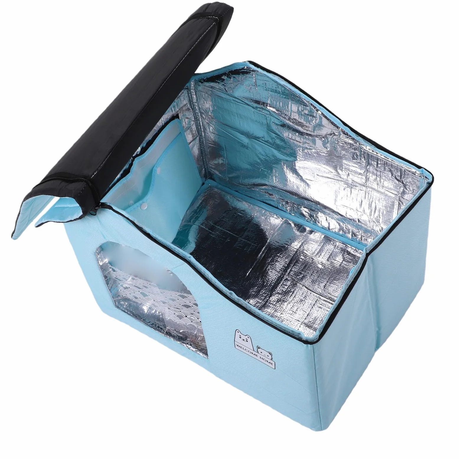 Casa para gatos con aire acondicionado, ajustable y ligera, para uso en interiores y exteriores, con bolsas de hielo (tamaño mediano)