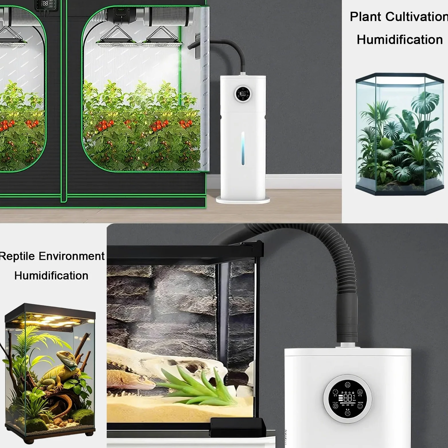 Humidificador de Gran Capacidad de 12L para Iguana, Nebulizador Inteligente de Niebla Cálida para Terrarios de Pogona Vitticeps, Nebulizador para Reptiles Tropicales.(Smart Version)