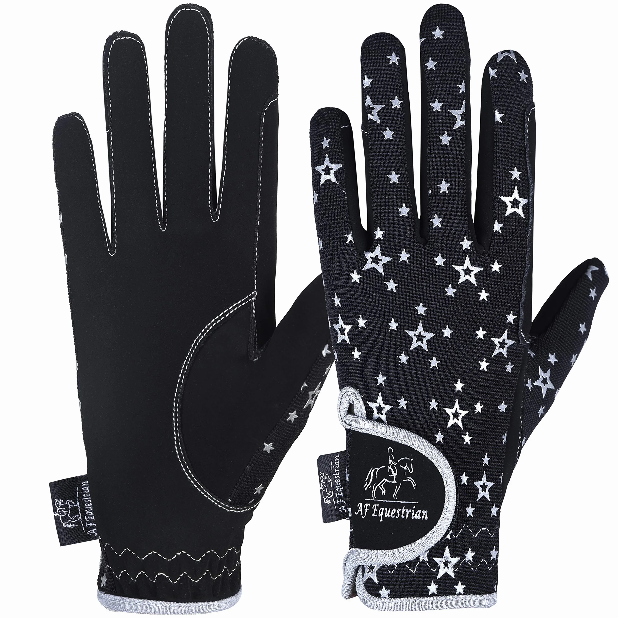 AFE Guantes de equitación para niños y niñas, Deportivos Exteriores, Ciclismo, Negro Azul Rosa Estrella