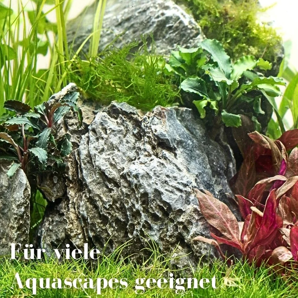 AquaOne Juego de piedras para acuario, piedras naturales, Seiryu Mix, piedras de tamaño M-XXL, piedras de Aquascaping, decoración de rocas, pagoda, parte trasera de Aquascape, decoración gris (25 kg)