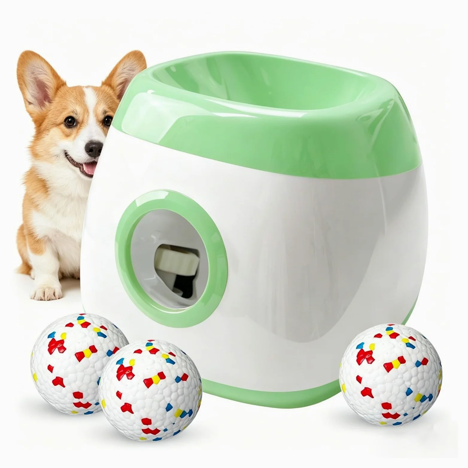 1 Uds. Máquina interactiva de Lanzamiento de Pelotas de Tenis for Entrenamiento de Perros(Green-Upgrade)