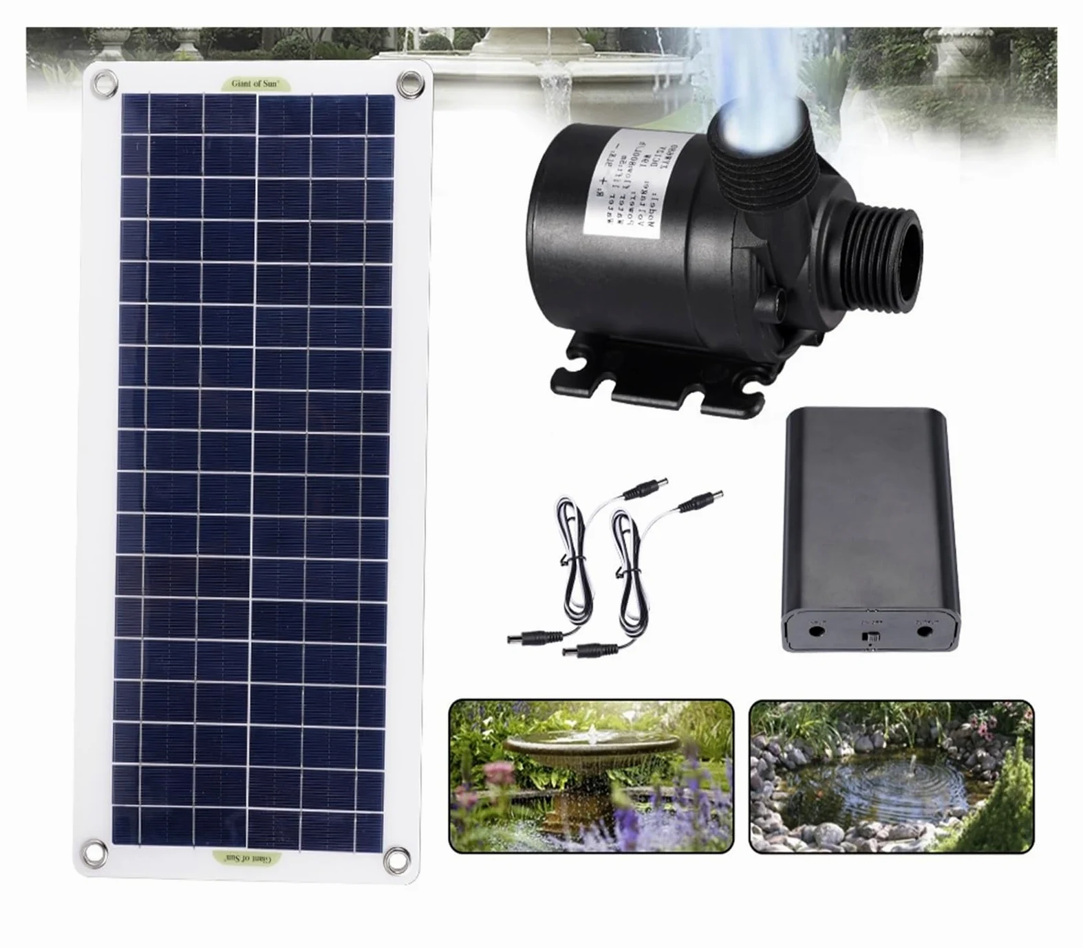 Bomba de agua Solar de 50W, Panel Solar sin escobillas, Kit de piscina de agua for peces, decoración de jardín de 12V, fuente alimentada por piscina, estanque, acuario(With 10A controller)