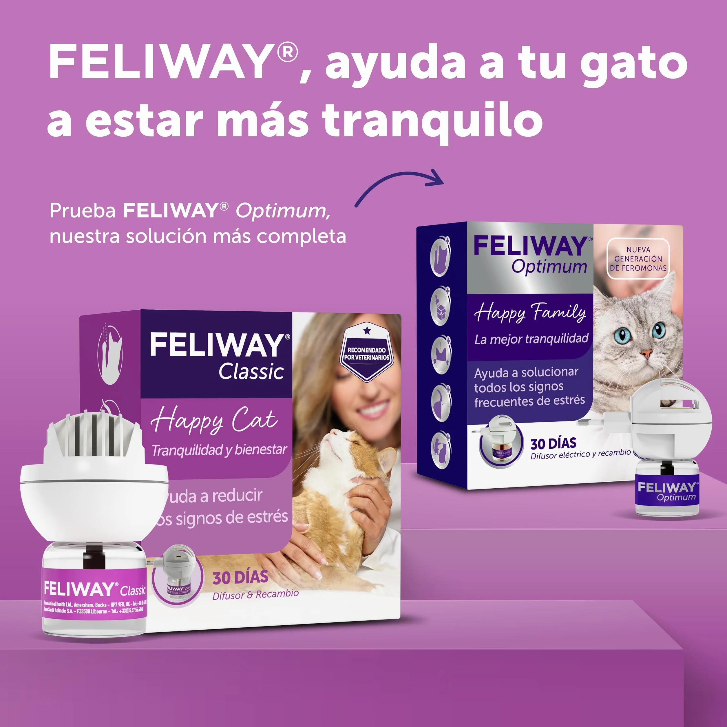 FELIWAY Classic - Difusor + Recambio de feromonas calmantes para gatos (30 días, 48 ​​ml) - Ayuda a reducir los signos más comunes de estrés. Recomendado por veterinarios. Tranquilidad y bienestar.
