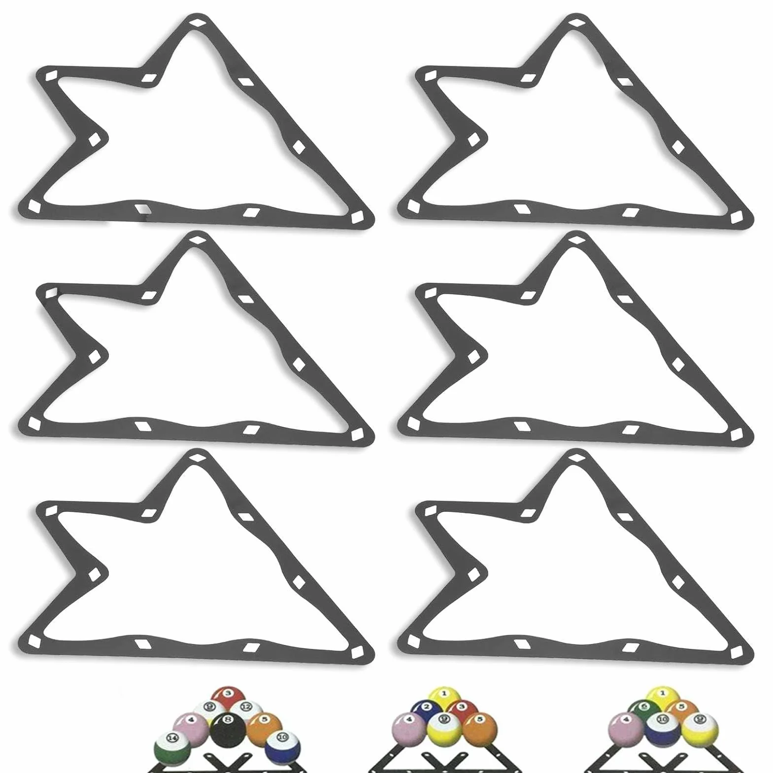 HERCHR Billiard Ball Rack, 6-Piece Triangular Pool Ball Rack Magic Sheet Support