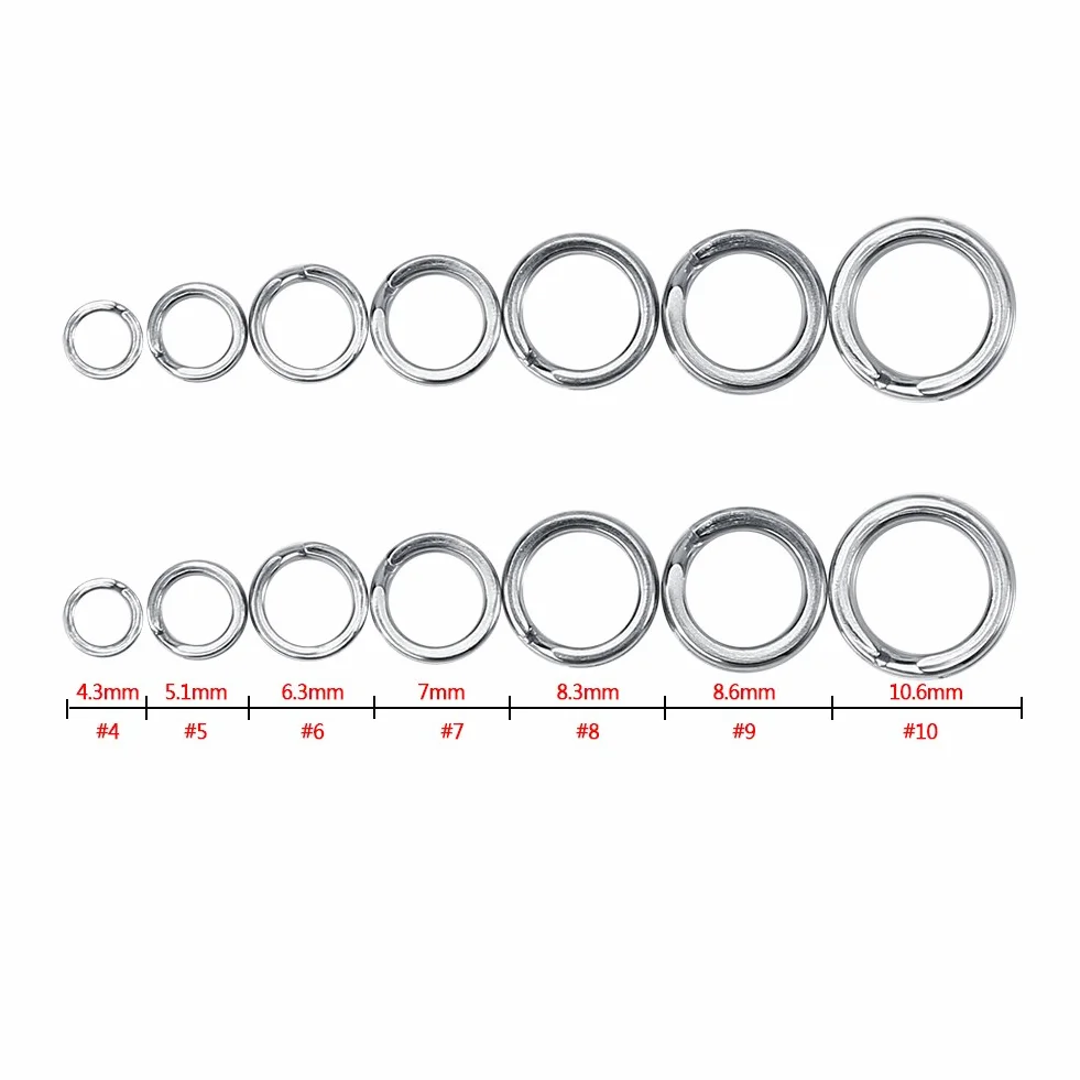 VGEBY 50 unids anillos divididos acero inoxidable pesca aparejos split ring conector