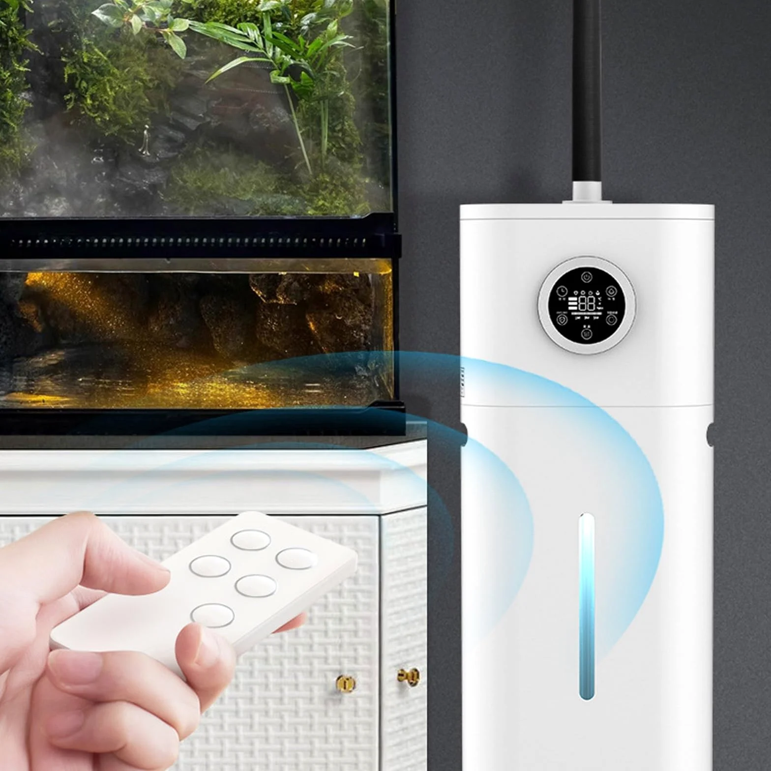 Humidificador de Gran Capacidad de 12L para Iguana, Nebulizador Inteligente de Niebla Cálida para Terrarios de Pogona Vitticeps, Nebulizador para Reptiles Tropicales.(Smart Version)