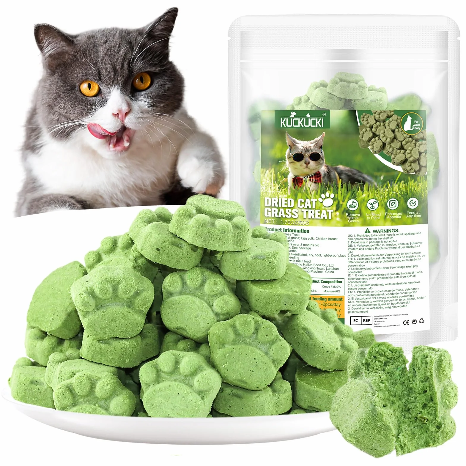 Golosina de Hierba Gatera para Gatos, 50g Snack Liofilizado con Hierba Gatera para Limpiar los Dientes
