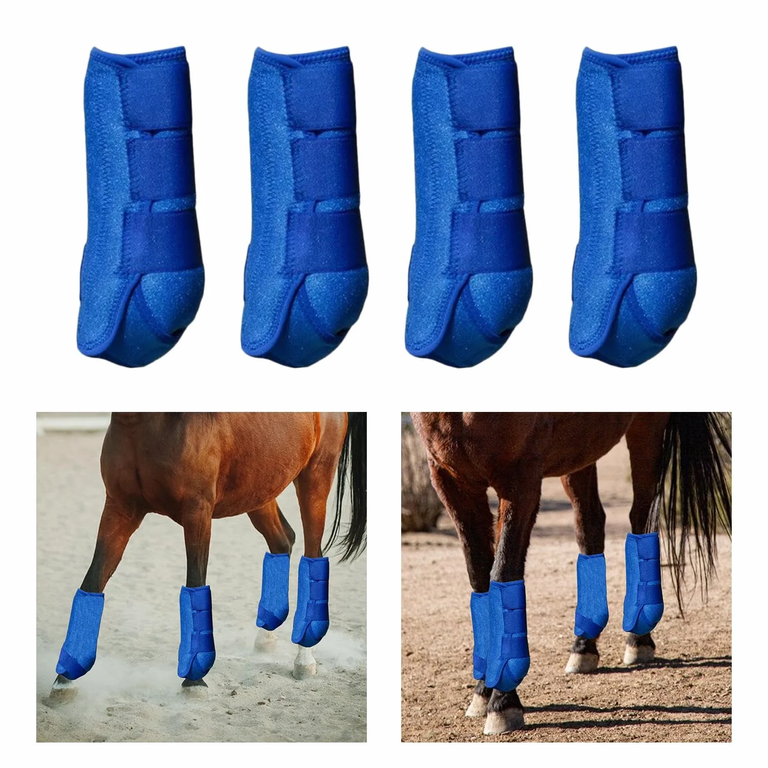4 Uds Botas de Caballo Protectores de Piernas Ajustables Cómodos Neopreno Reutilizables Transpirables Protectores de Caballos Conjunto de Equipo de Pi