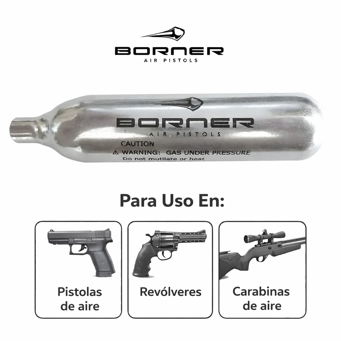 BORNER Bombonas de CO2 Alto Rendimiento 12 gr para Airsoft Pistolas Balines Perdigones 30 uds