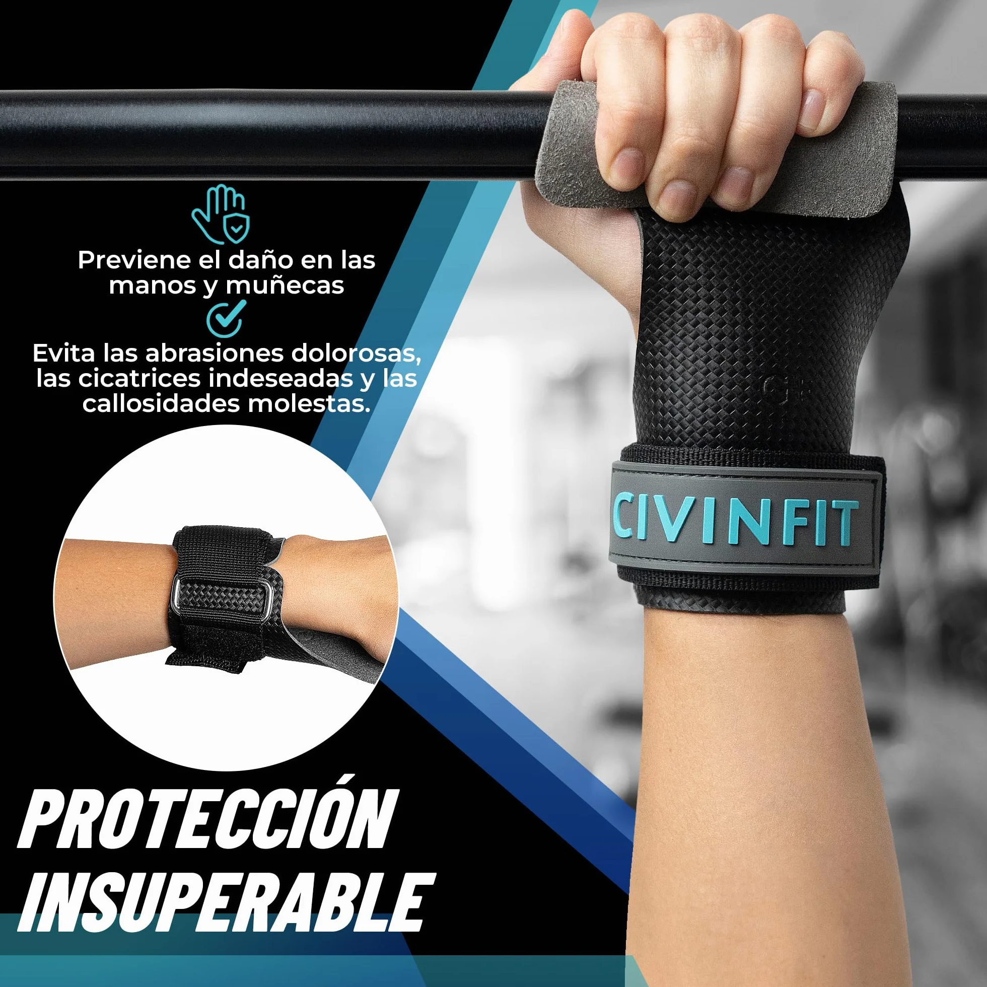 Calleras Crossfit Fibra de Carbono Hand Grip Sin Agujeros Protección Manos Muñequeras Guantes Gym