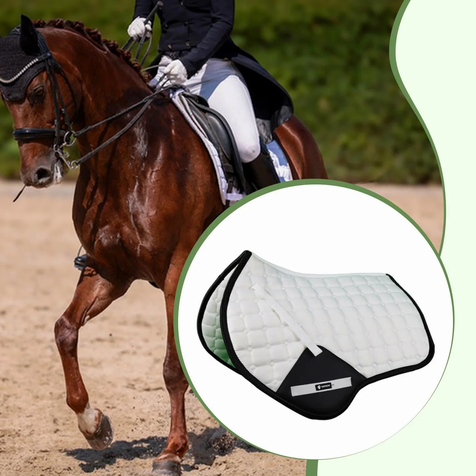 Manta para Caballo Almohadilla de Silla de Montar Cojín Ecuestre Antideslizante Absorbente de Sudor de Lona Adecuada para Entrenamiento Salto Ecuestre