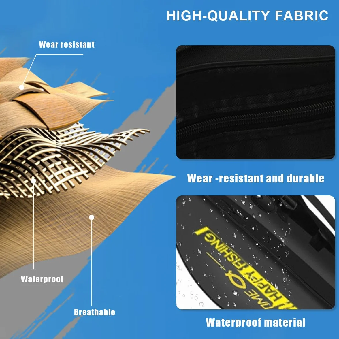 Funda para Cañas de Pescar Impermeable 130 cm, Mochila Pesca con Dos Bolsillos Laterales