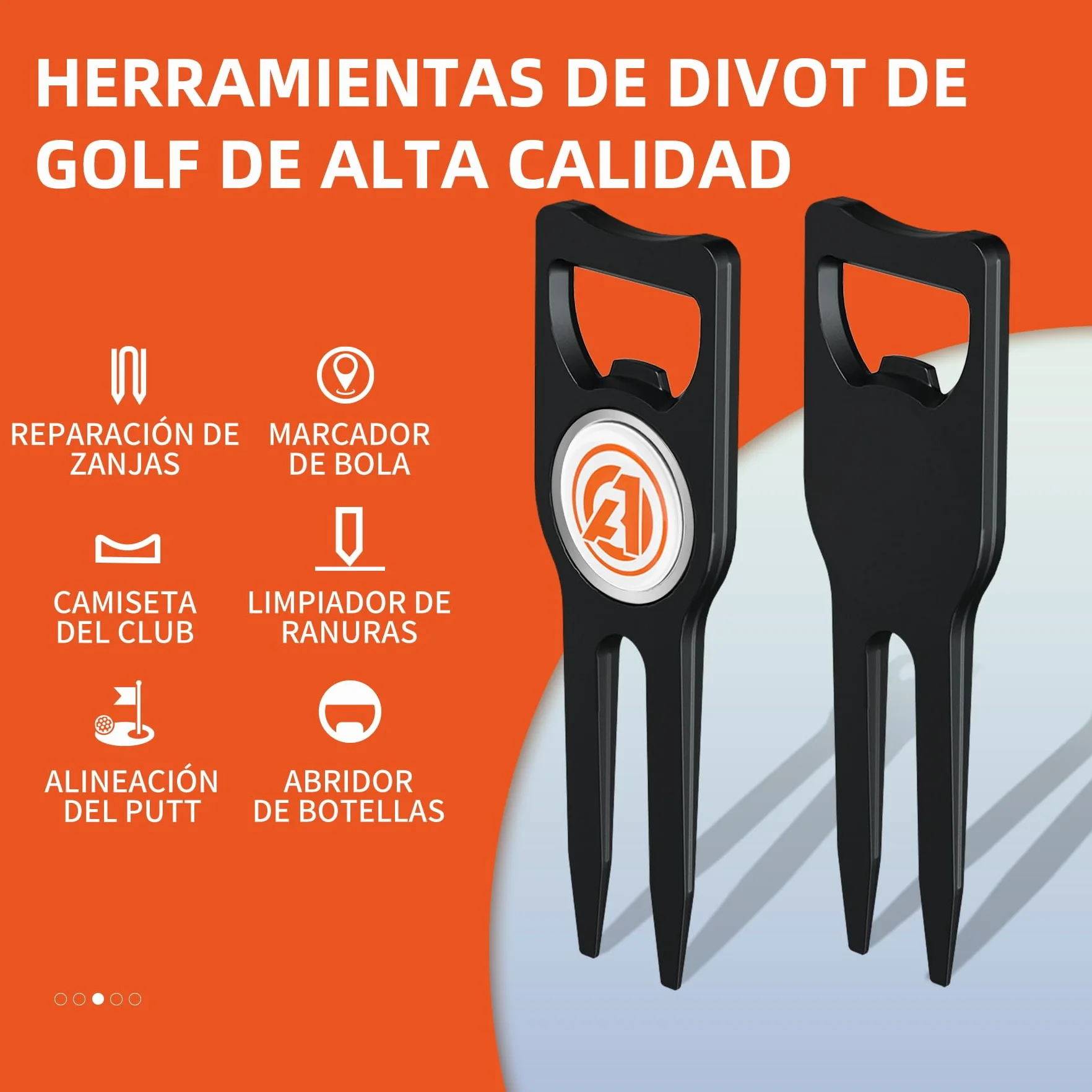 AOFAR Golf Divot Tool con Marcado magnético, Cepillo de Limpieza de Palo de Golf Integrado, aleación de Zinc