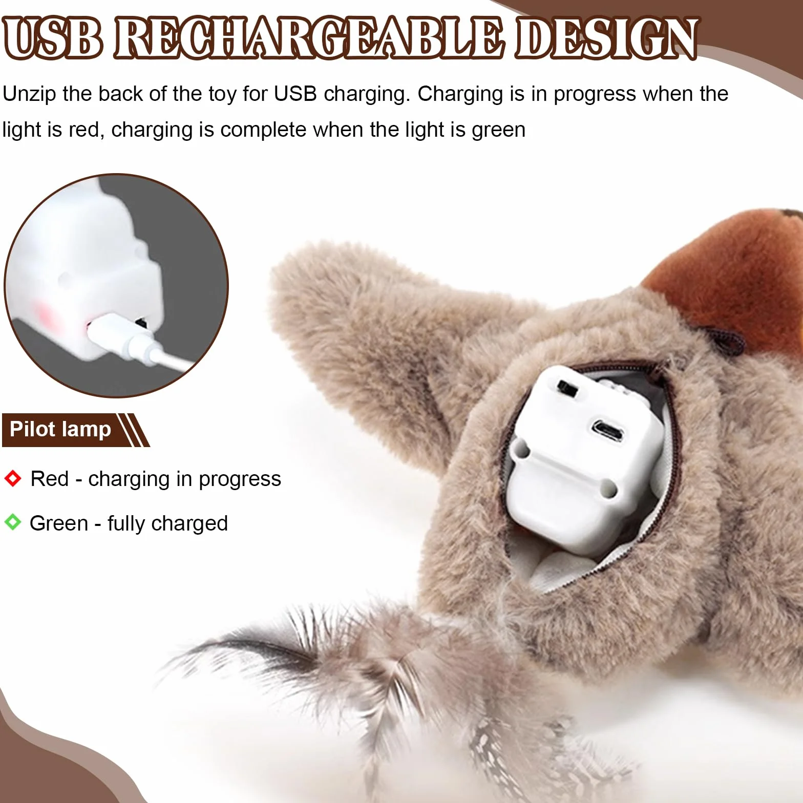 Juguete Gato Pajaro Volador, Juguete de Gatos de Pájaro Volador Recargable Juguetes para Gatos de Pájaros Chirping Juego Interactivo Gato para Gatos Interior Perseguir Morder Masticar