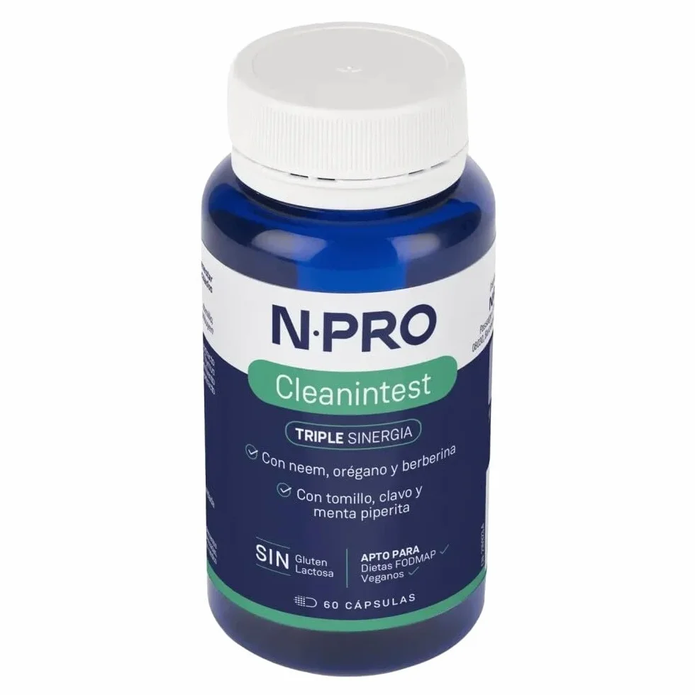 NPro SALUD INTESTINAL Cleanintest 60 Cápsulas – Neem, Berberina, Orégano, Tomillo y Clavo - Suplemento Antimicrobiano Natural para Limpieza Intestinal
