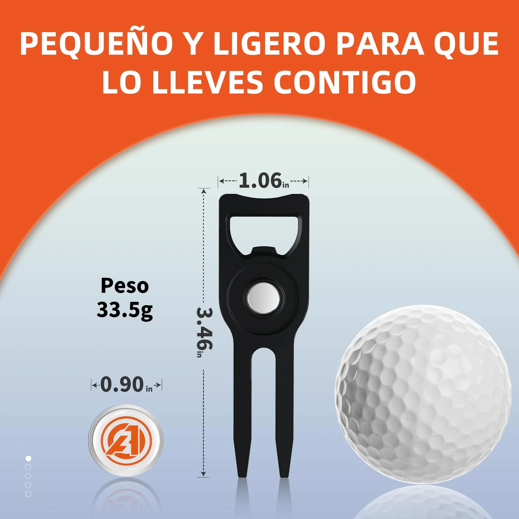 AOFAR Golf Divot Tool con Marcado magnético, Cepillo de Limpieza de Palo de Golf Integrado, aleación de Zinc