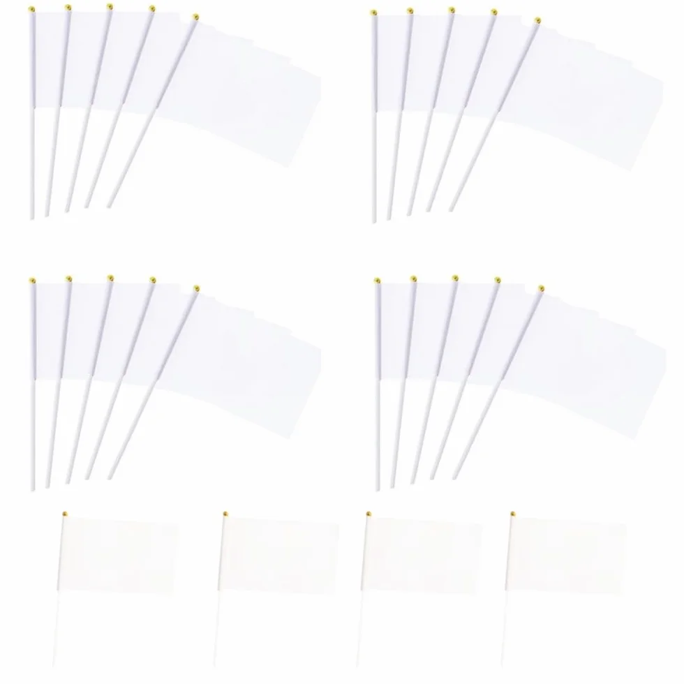 Banderas con diseño propio minibanderas hechas a mano con barra en blanco para pintar fiestas desfiles celebraciones eventos deportivos decoración