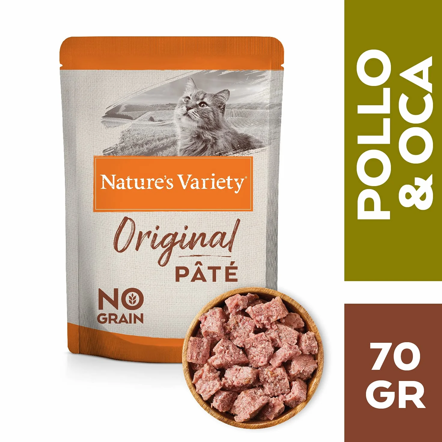 Nature's Variety Original No Grain - Multipack de patés para Gatos Adultos - 3 Multipacks de 12 x 70 g - Total 2,52 kg