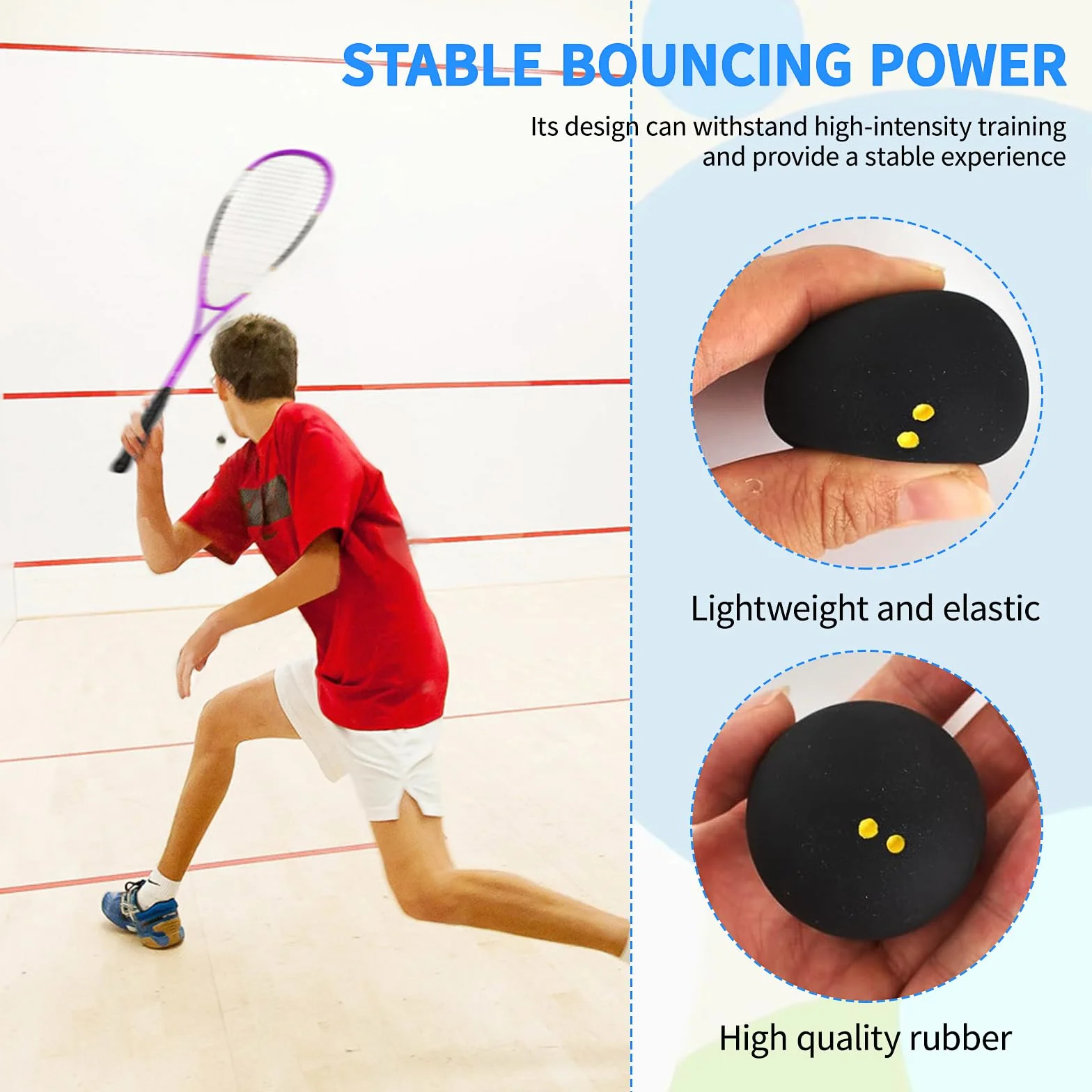 Squash Balls 4 Piezas Pelotas de Squash Deportivas Amarillas Doble Punto Goma Competición
