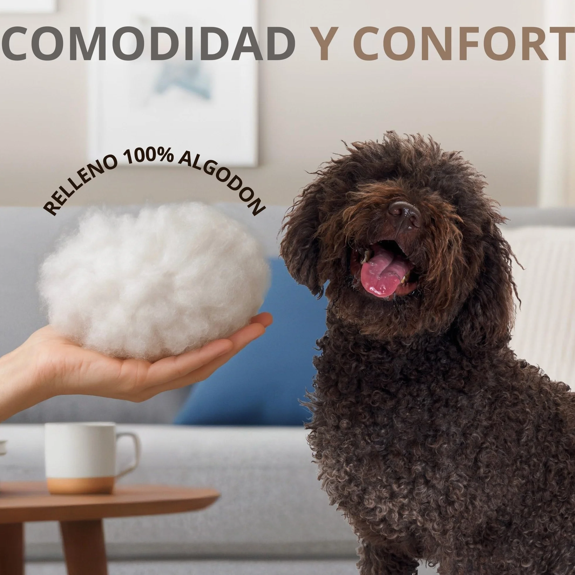 PESK Cama Perro Pequeño 57x47x15cm con Hueso de Juguete, Acolchada Relleno de Fibras, Cama Perros Medianos Lavable, Resistente Mordeduras, Camas Perros Medianos Antideslizante, Dog Bed (Beige Talla S)