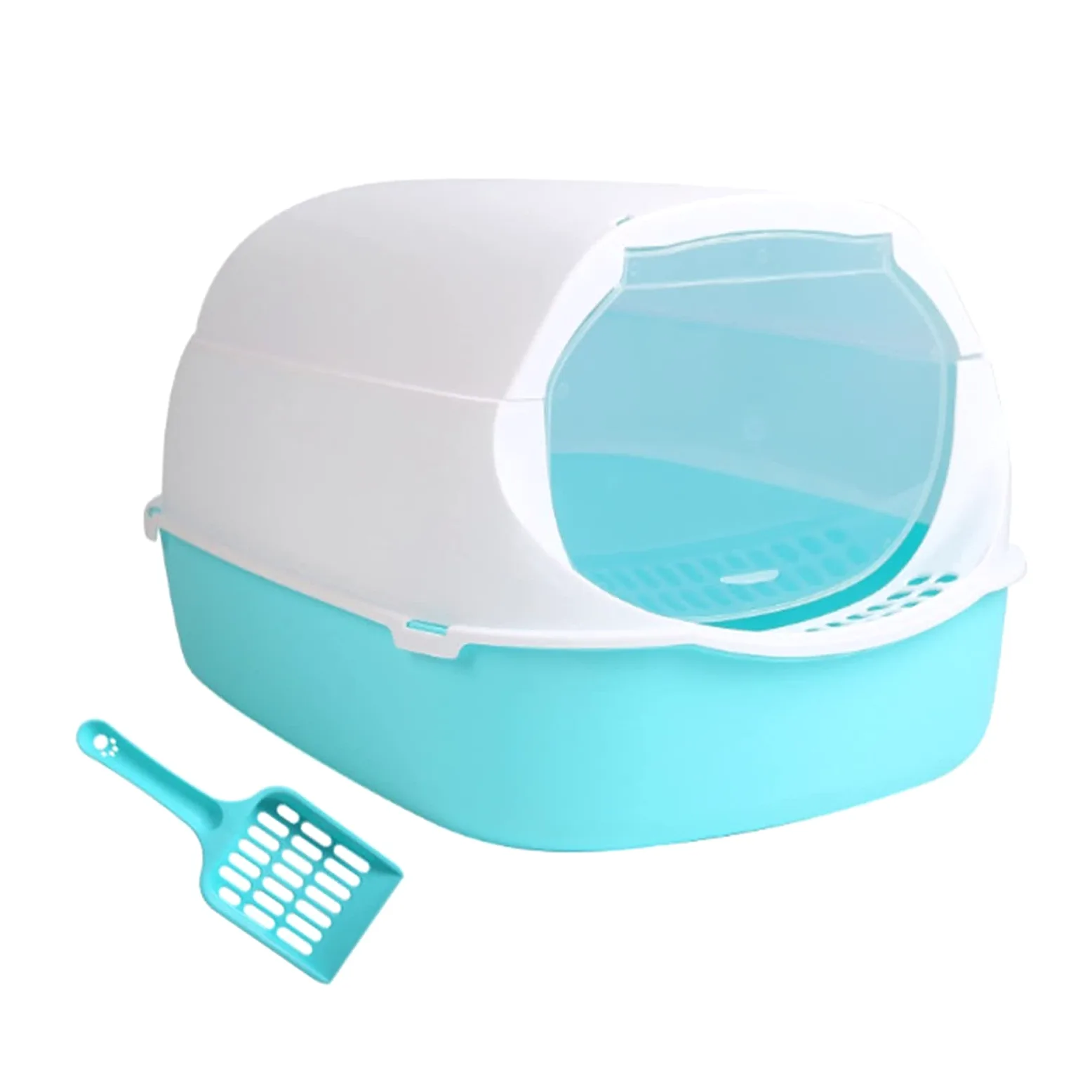 Cajas de Arena Suministros para mascotas Cerrada Cat Sart Pan desmontable y lavable Caja plegable Caja de basura Caja de arena multifuncional Cat Bood Alojamiento con fugas de arena Diseño de pedal Ar