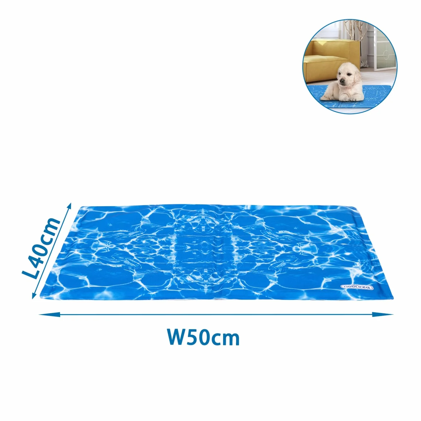 Nobleza Alfombra Refrescante para Perros Gatos, Auto Refrigerante No tóxico. Alfombra de Gel Activada por Presión para Perros Gatos, 50 * 40 cm, Azul
