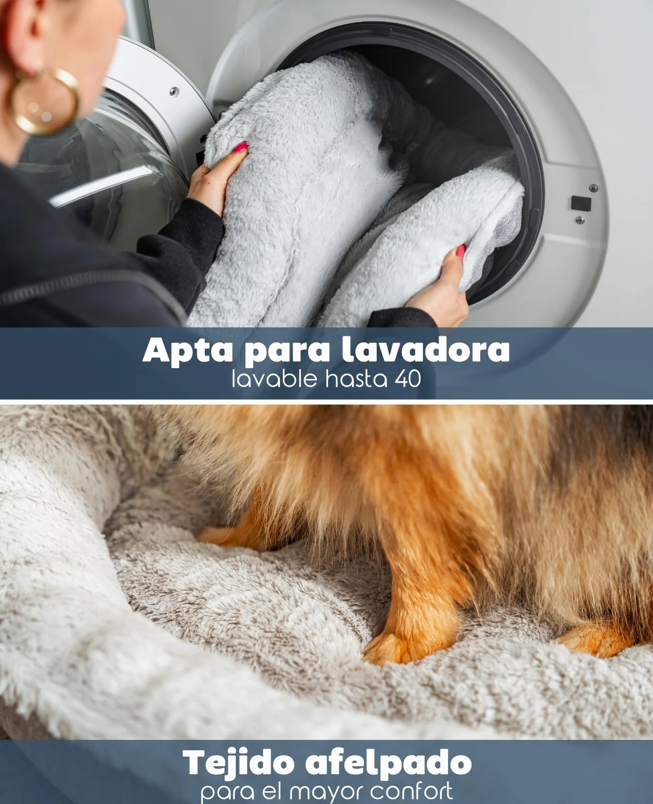 Lionto Cama Redonda para Perros con Forma de Donut, Cojín Sofá, 55 cm Ø Gris