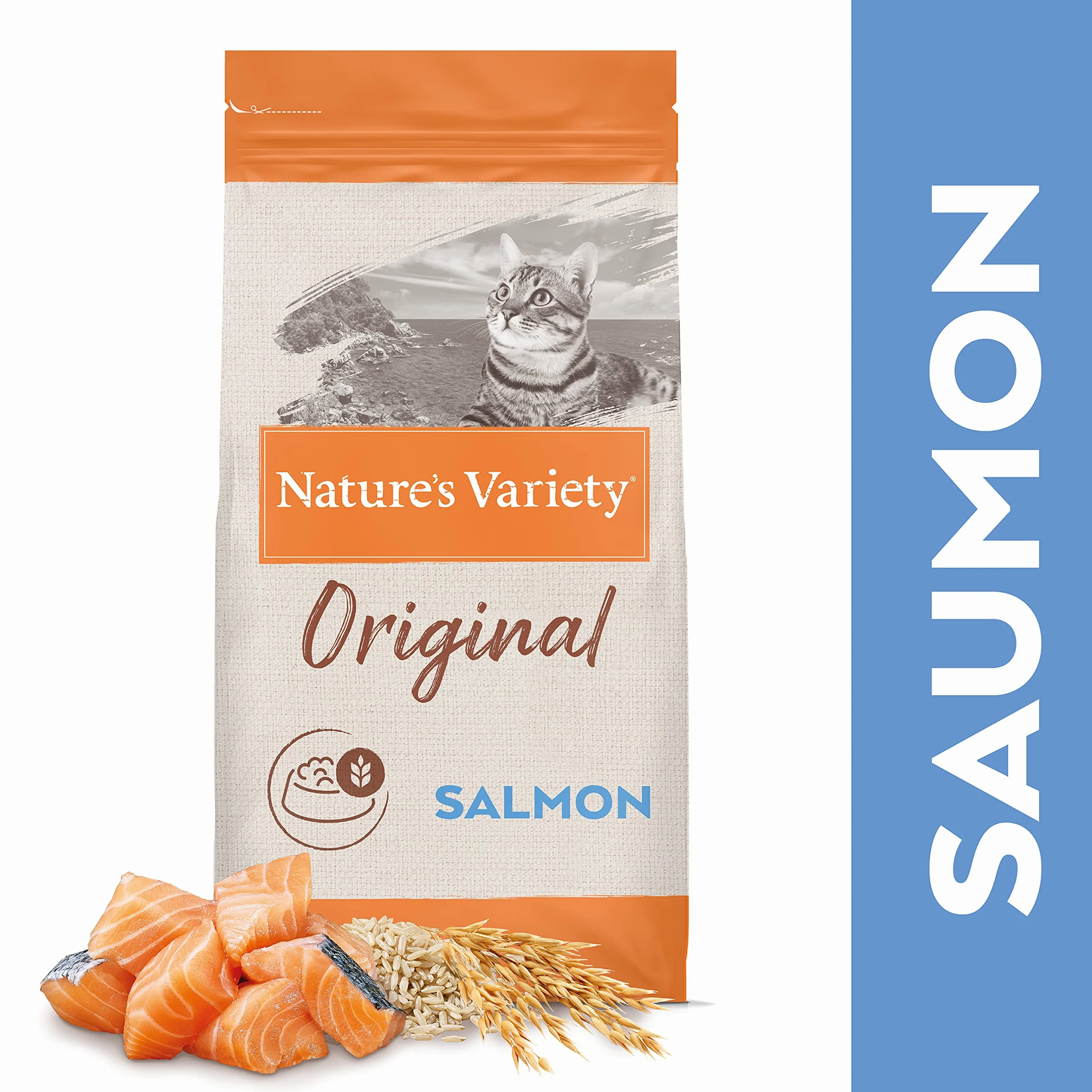 Nature's Variety Original, Pienso para Gatos Adultos con Pollo Deshuesado, 7kg & Original, Pienso para Gatos Adultos Esterilizados con Salmón sin Espinas, 7kg