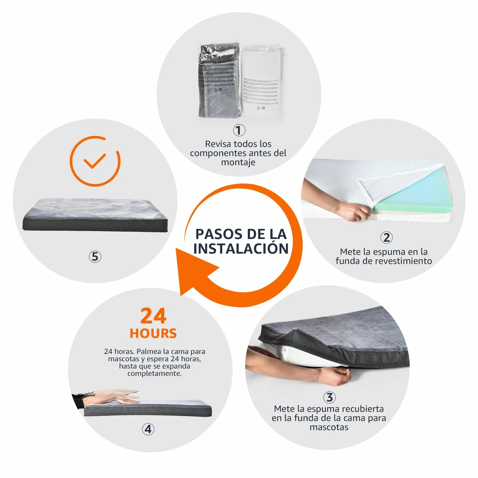 Amazon Basics Colchón grande para perros y mascotas, espuma viscoelástica de gel para soporte, funda extraíble y lavable, gris, 89 x 56 x 8 cm (L x W x H)