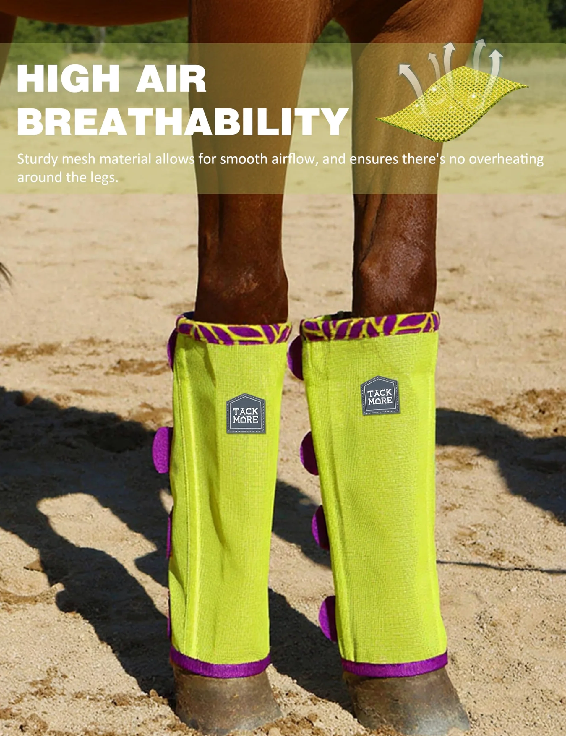 Tackmore Botas de vuelo de caballo con ribete de forro polar estampado, reducen el roce de 4 botas protectoras de verano