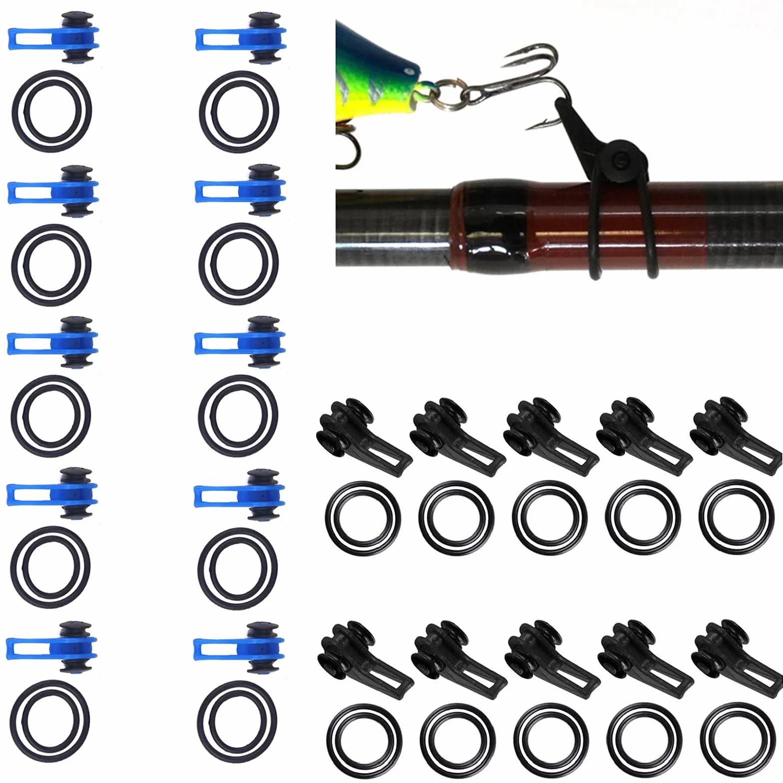 Soporte Anzuelo Cebo 20 Piezas Accesorios Pesca Plástico Negro Azul